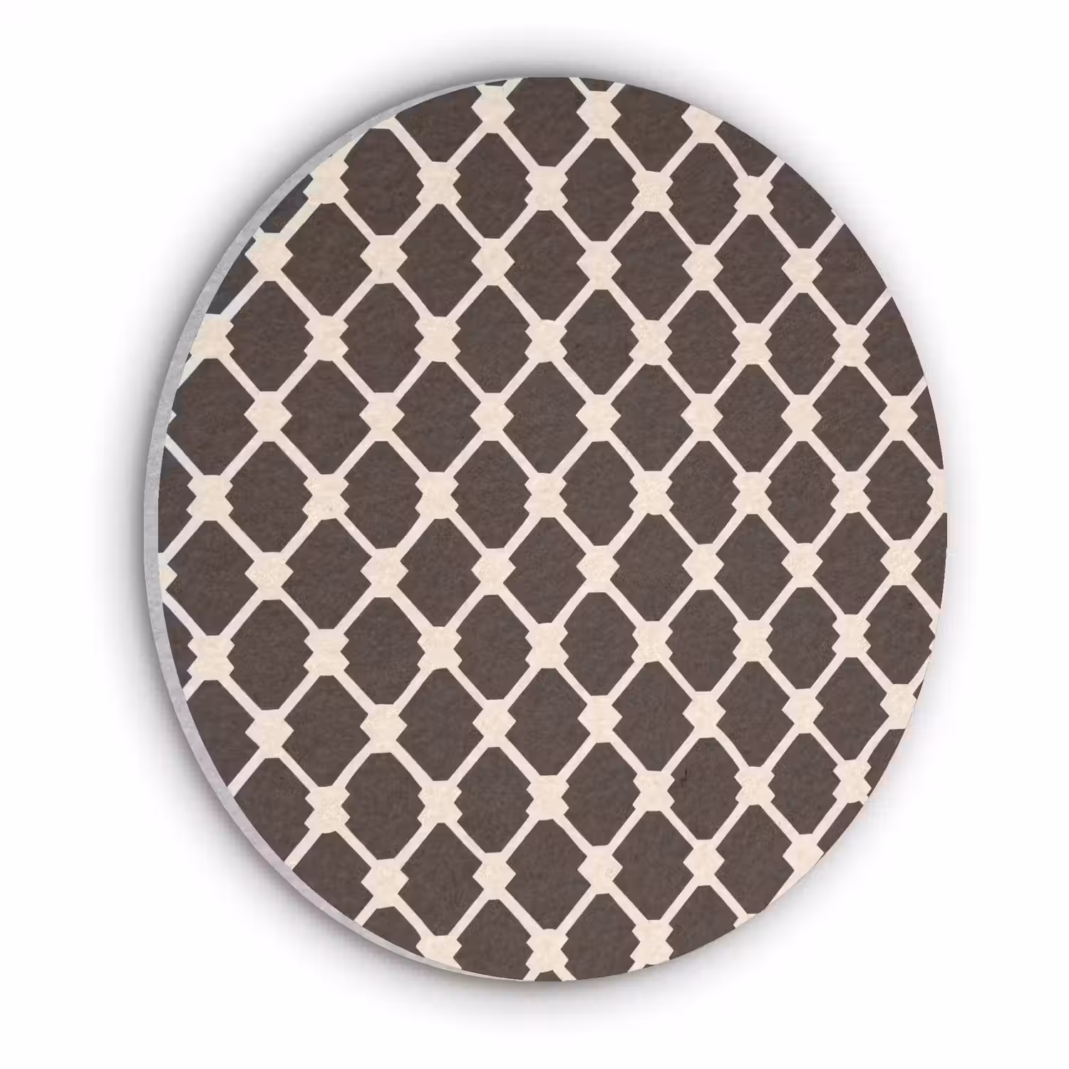 Bruin - Ruitpatroon - Geometrisch Akoestische PET Vilt - Rond klein 838 -3d