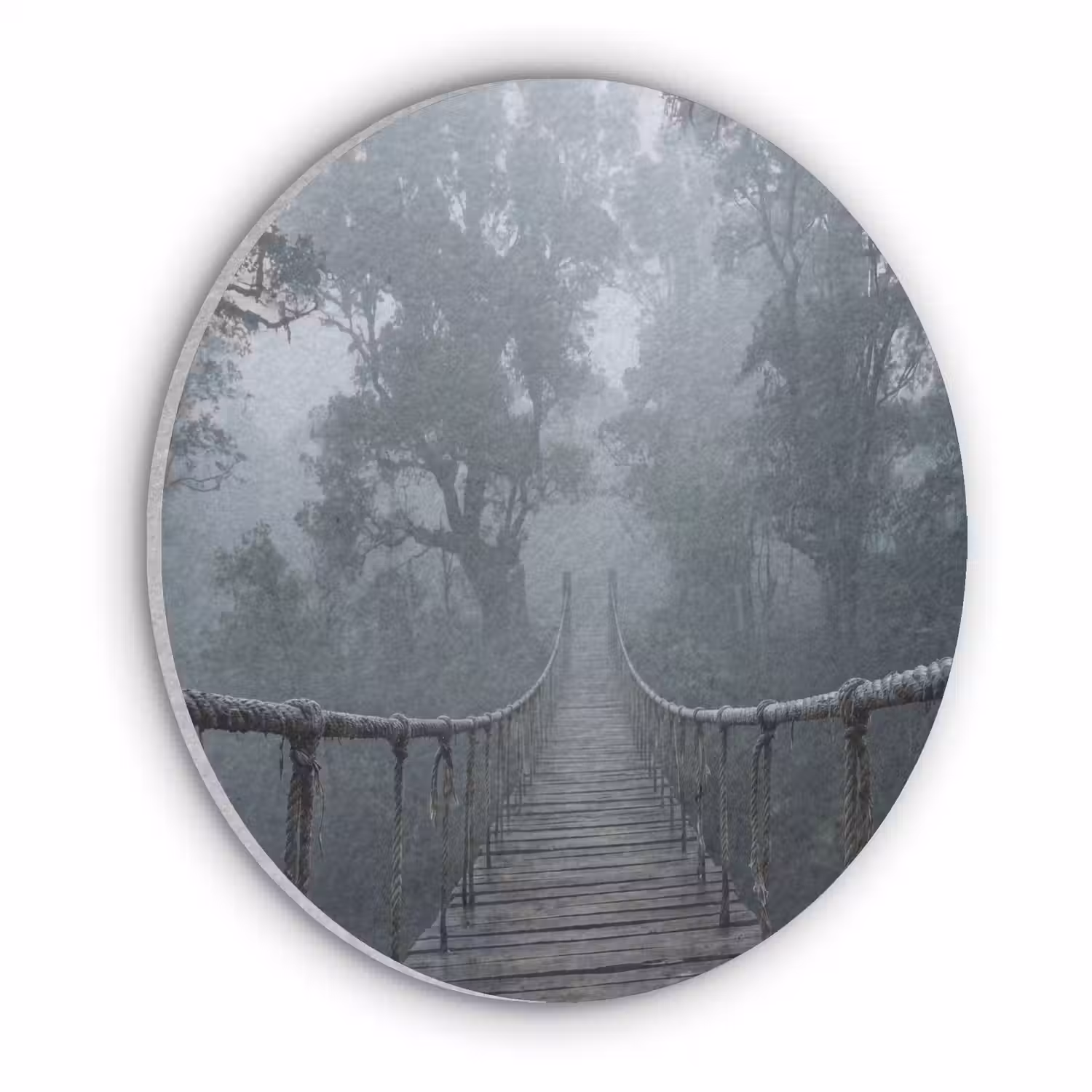 Brug - Jungle - Mist - Natuur Akoestische PET Vilt - Rond klein -3d