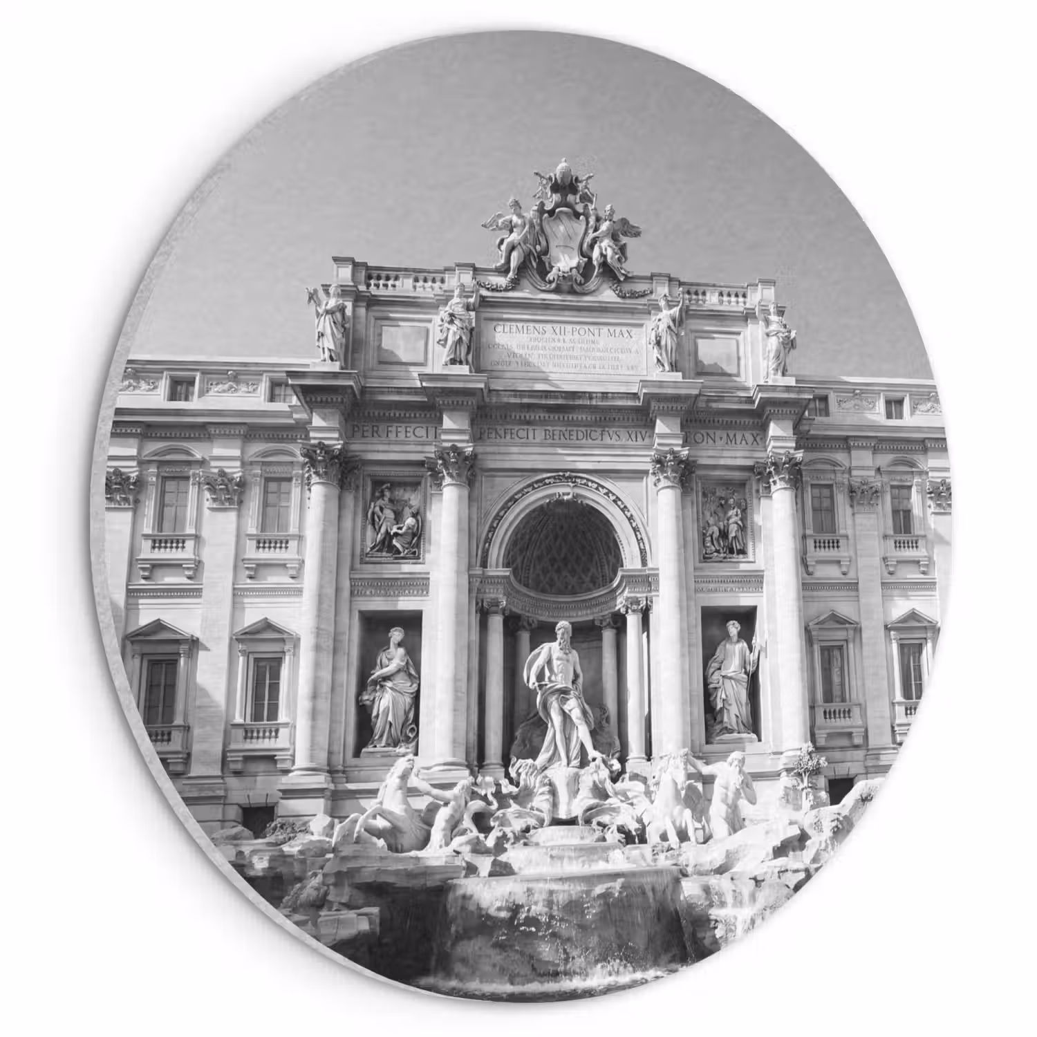 Fontein - Beelden - Architectuur - Zwart-wit Akoestische PET Vilt - Rond klein -3d