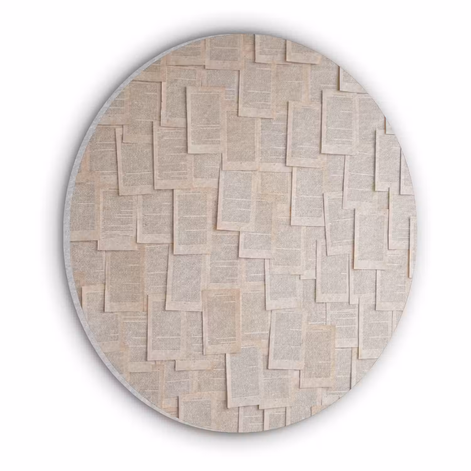 Boekpagina - Collage - Literatuur - Vintage - Beige Akoestische PET Vilt - Rond klein -3d