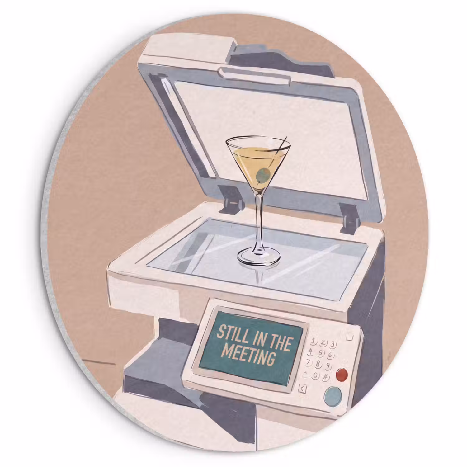 Kantoor - Drank - Humor - Illustratie Akoestische PET Vilt - Rond klein -3d