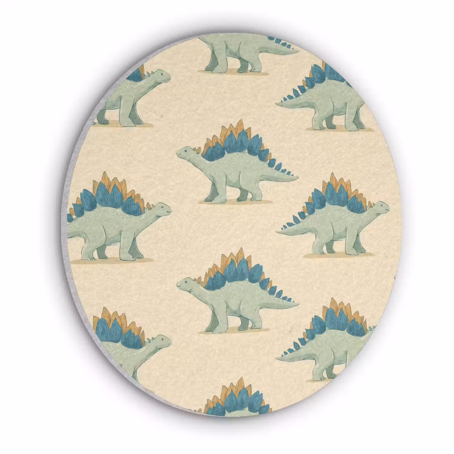 Dino - Patroon - Groen Akoestische PET Vilt - Rond klein 838 -3d