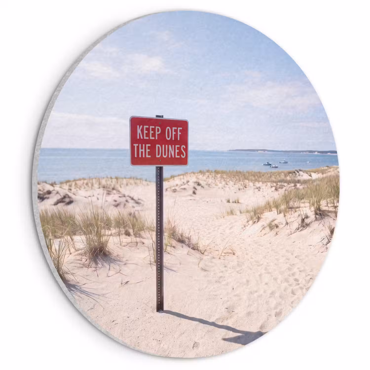 Duin - Bord - Kust - Landschap - Rood Akoestische PET Vilt - Rond klein -3d