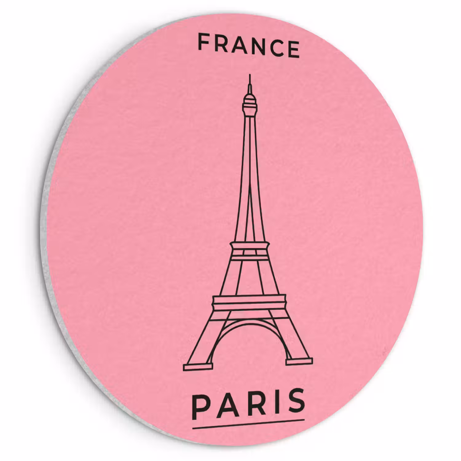 Eiffeltoren - Parijs - Architectuur - Minimalistisch - Roze Akoestische PET Vilt - Rond klein -3d