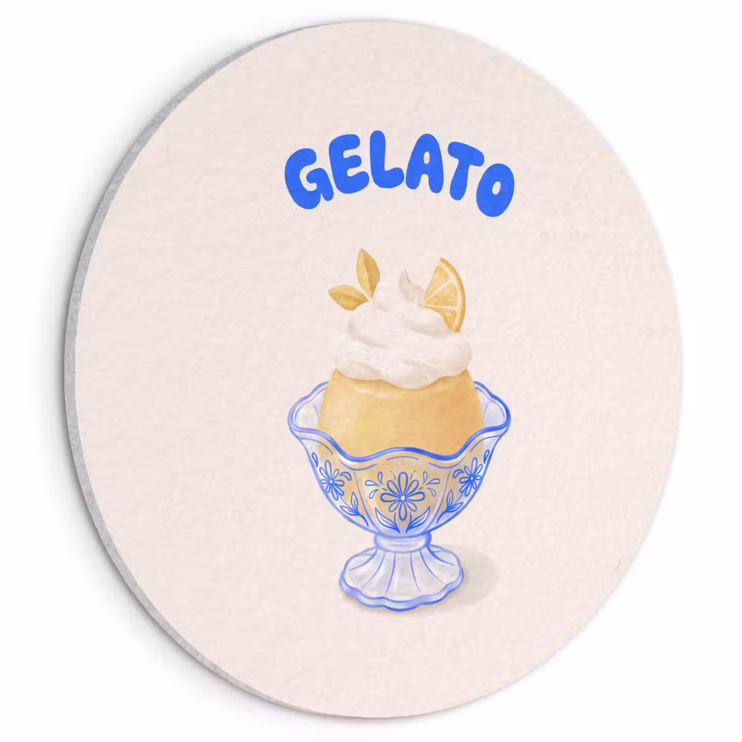 IJs - Citroen - Illustratie - Geel - Dessert Akoestische PET Vilt - Rond klein -3d