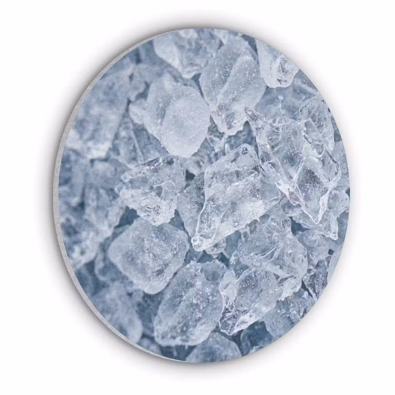 Ijsblokjes - Water - Blauw Akoestische PET Vilt - Rond klein -3d