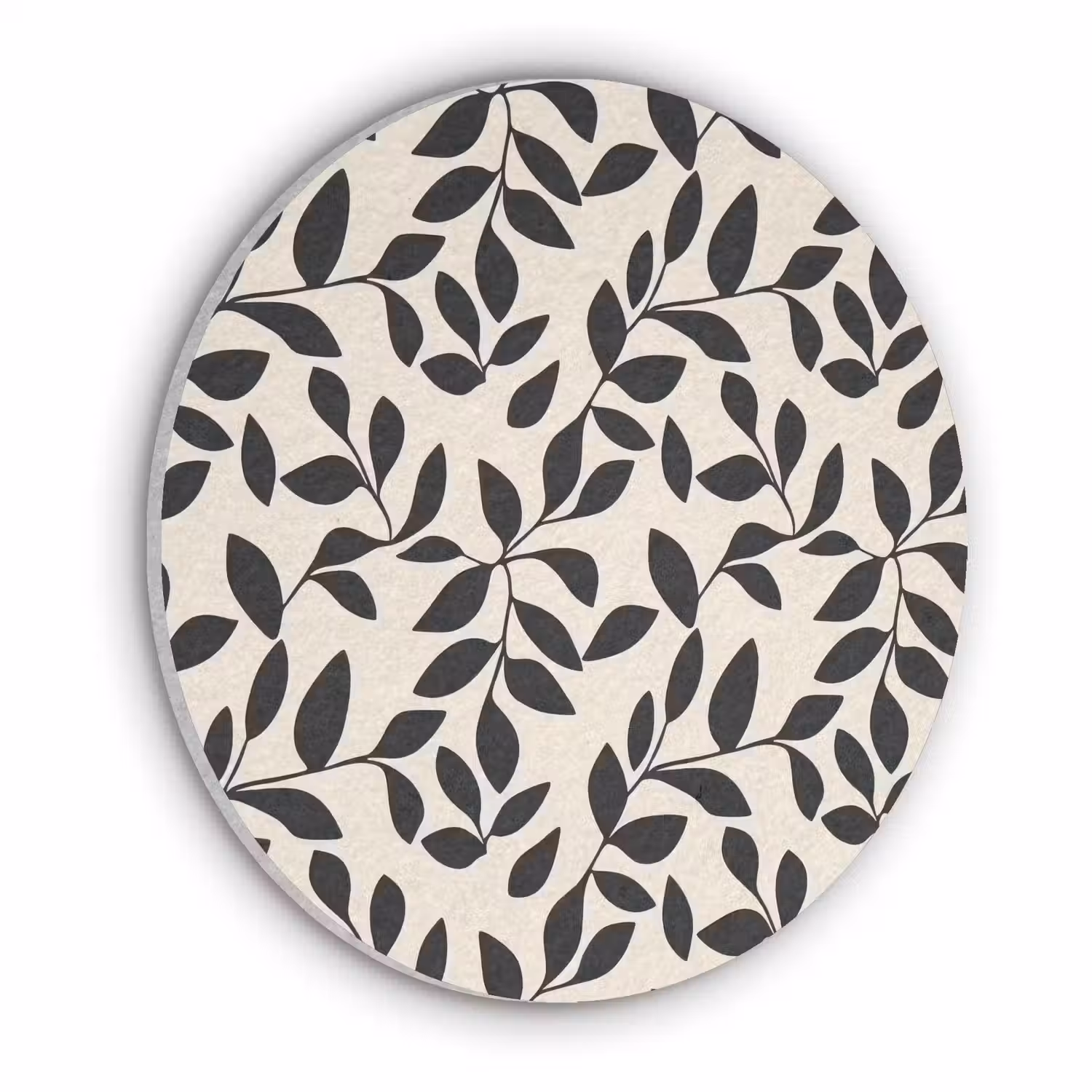 Elegant - Patroon - Zwart - Beige Akoestische PET Vilt - Rond klein 838 -3d