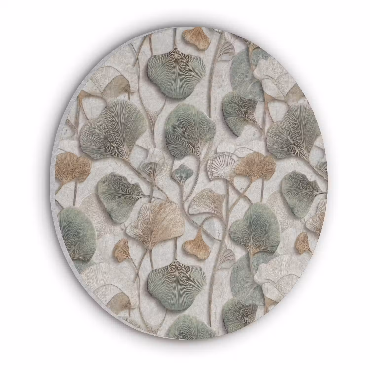 Elegant - Bladeren - Groen Akoestische PET Vilt - Rond klein 838 -3d