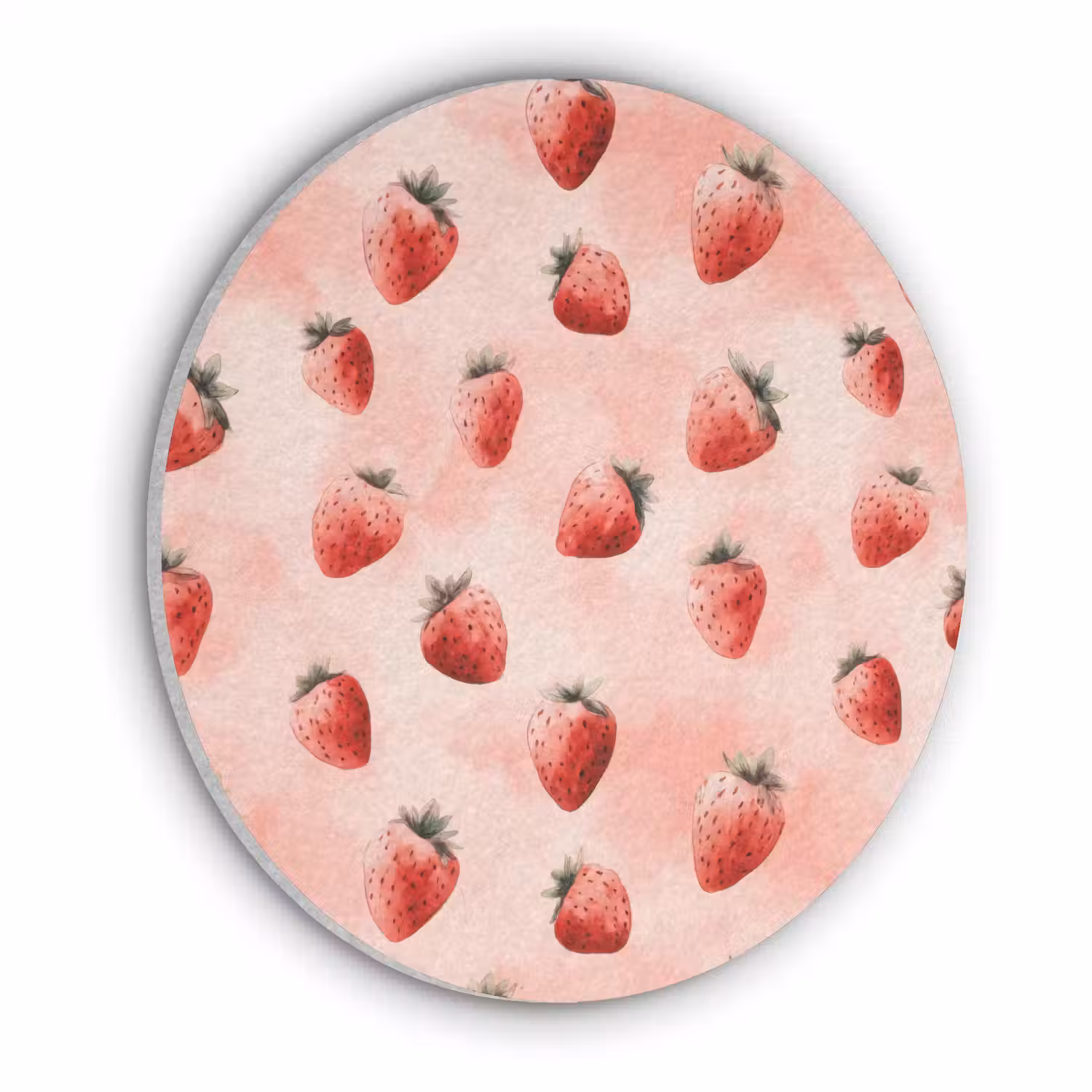 Aardbei - Patroon - Roze Akoestische PET Vilt - Rond klein 838 -3d