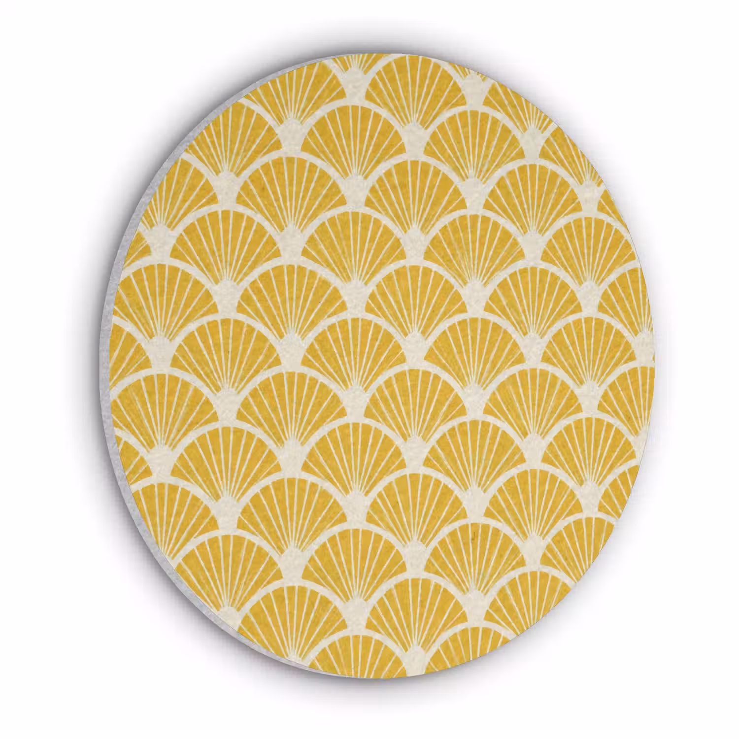 Waaiers - Art Deco - Retro - Okergeel Akoestische PET Vilt - Rond klein 838 -3d
