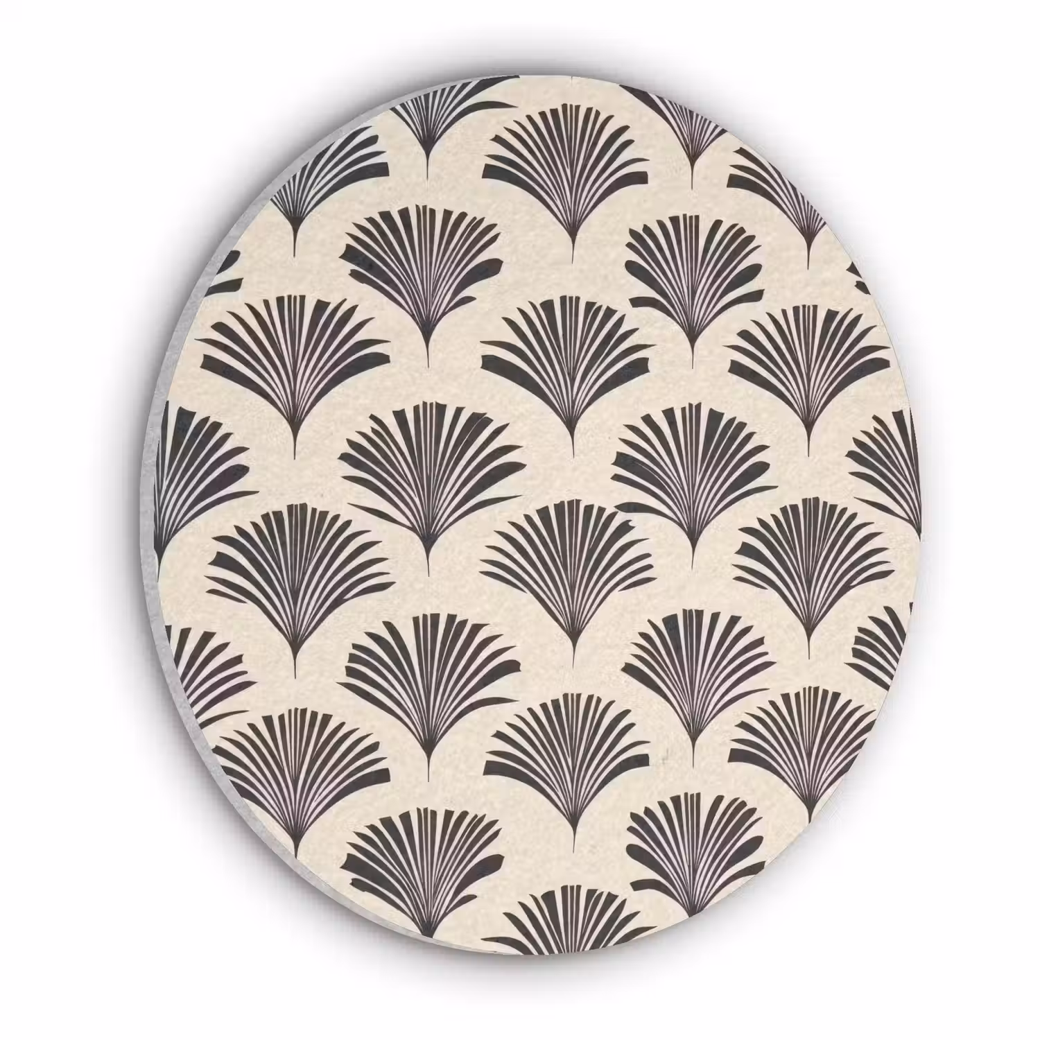Waaiers - Botanisch - Zwart - Beige Akoestische PET Vilt - Rond klein 838 -3d
