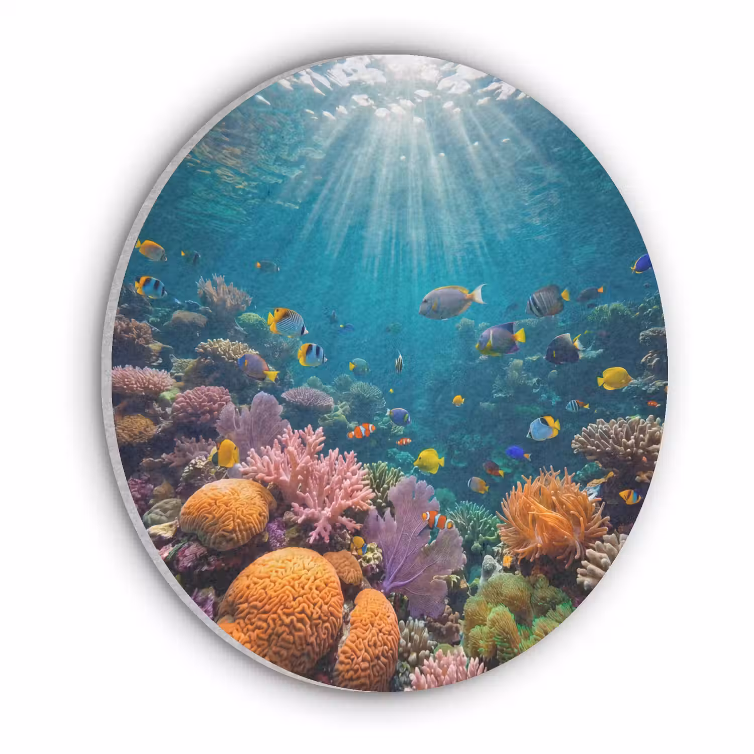 Vis - Koraal - Oceaan - Natuur - Kleurrijk Akoestische PET Vilt - Rond klein -3d