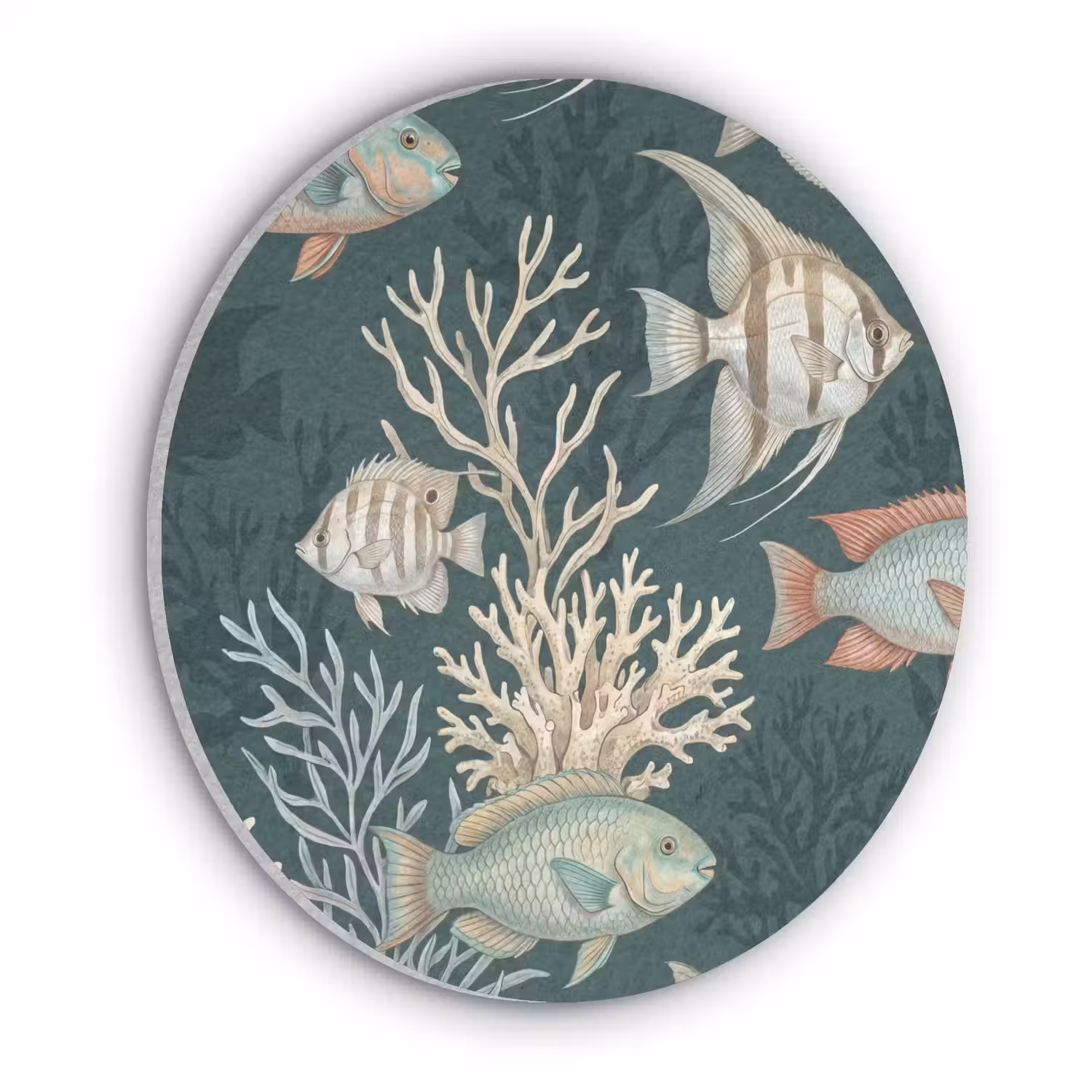 Vis - Koraal - Onderwater - Illustratie Akoestische PET Vilt - Rond klein -3d