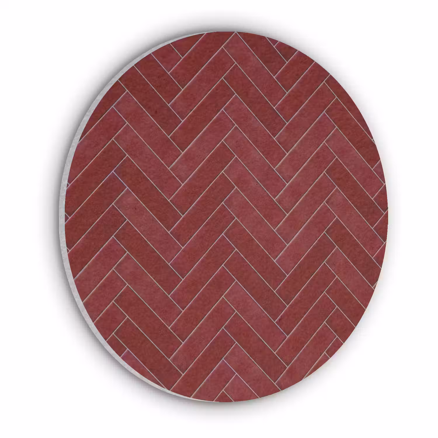Visgraat - Wandtegel - Bordeaux - Rood Akoestische PET Vilt - Rond klein 838 -3d