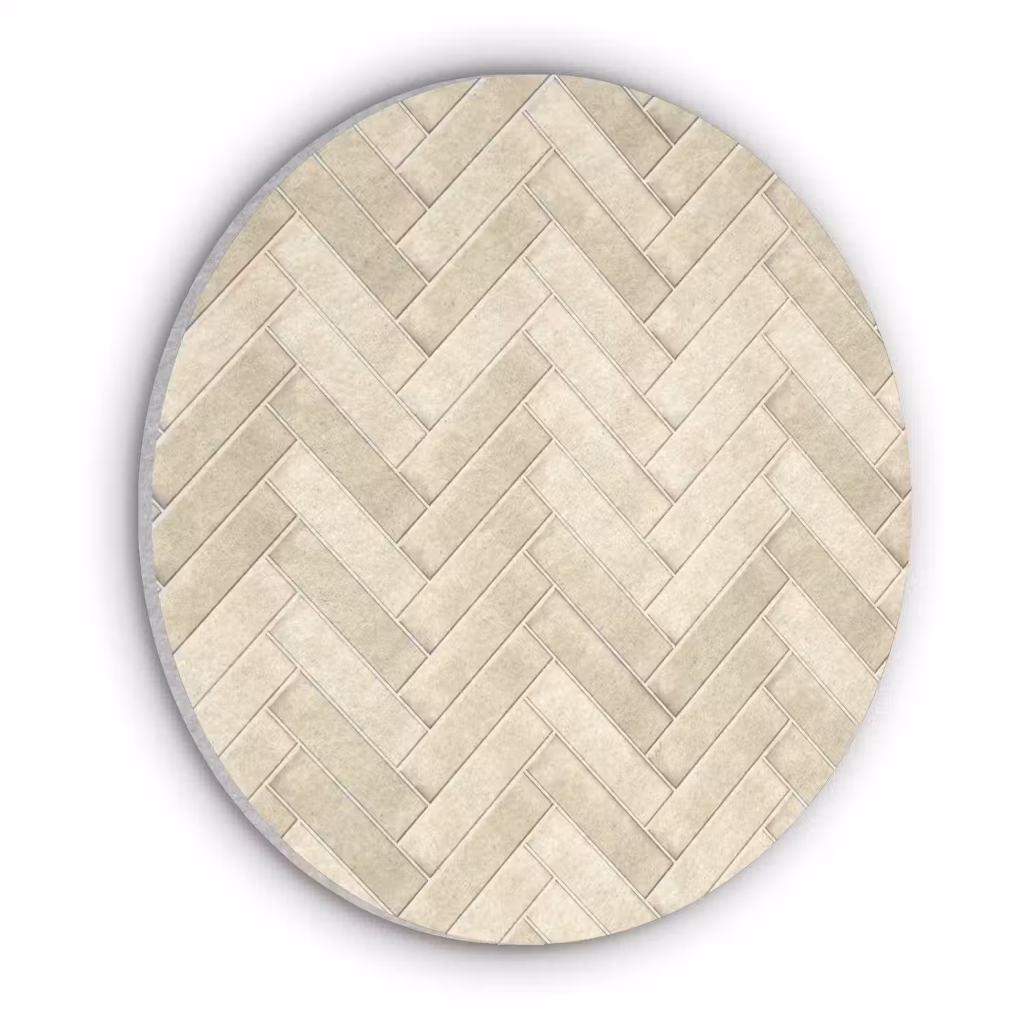 Visgraat - Wandtegel - Licht Beige Akoestische PET Vilt - Rond klein 838 -3d