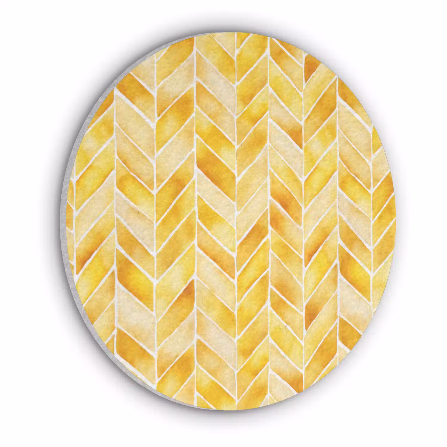 Visgraat - Aquarel - Patronen - Goudgeel Akoestische PET Vilt - Rond klein 838 -3d