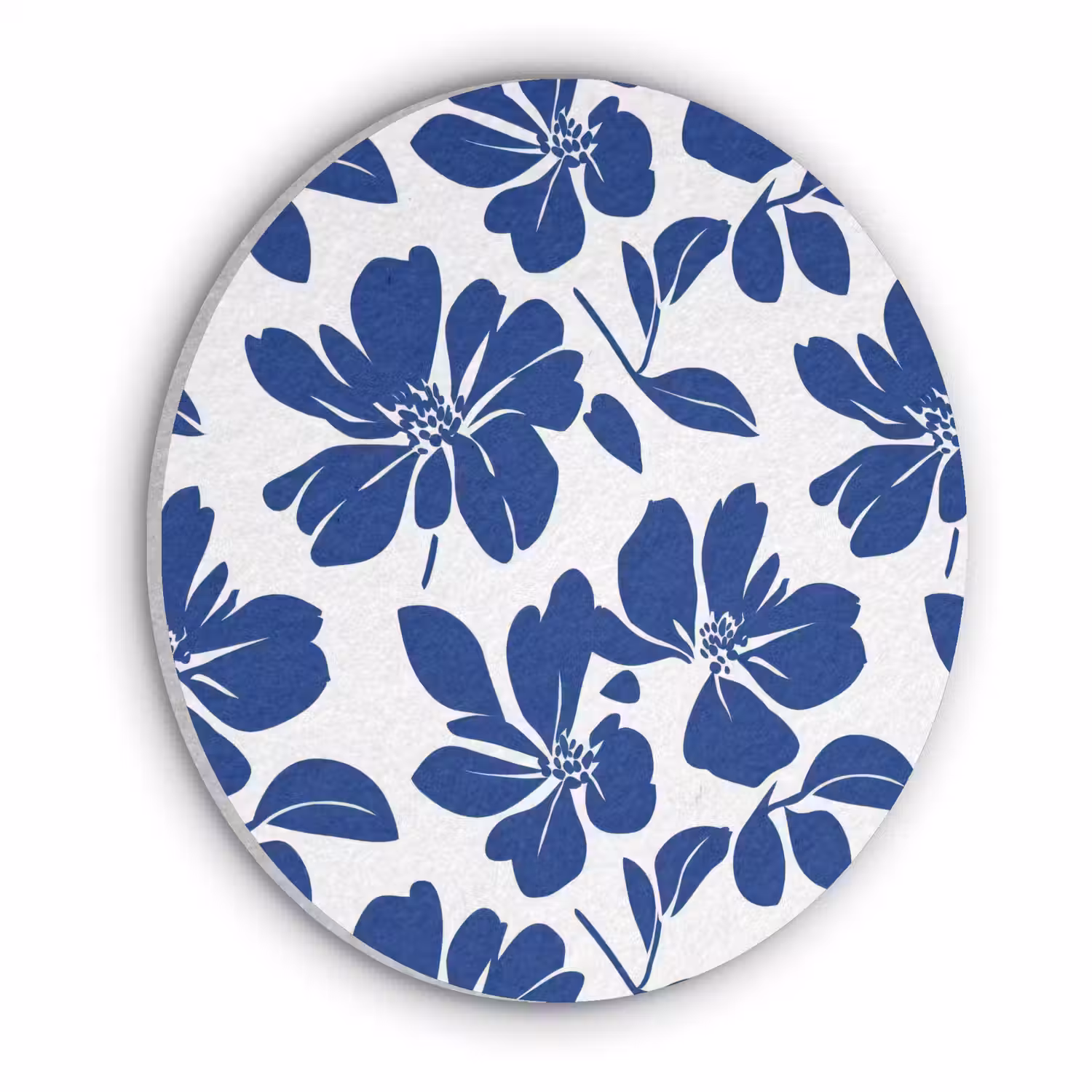 Floraal - Modern - Blauw Akoestische PET Vilt - Rond klein 838 -3d
