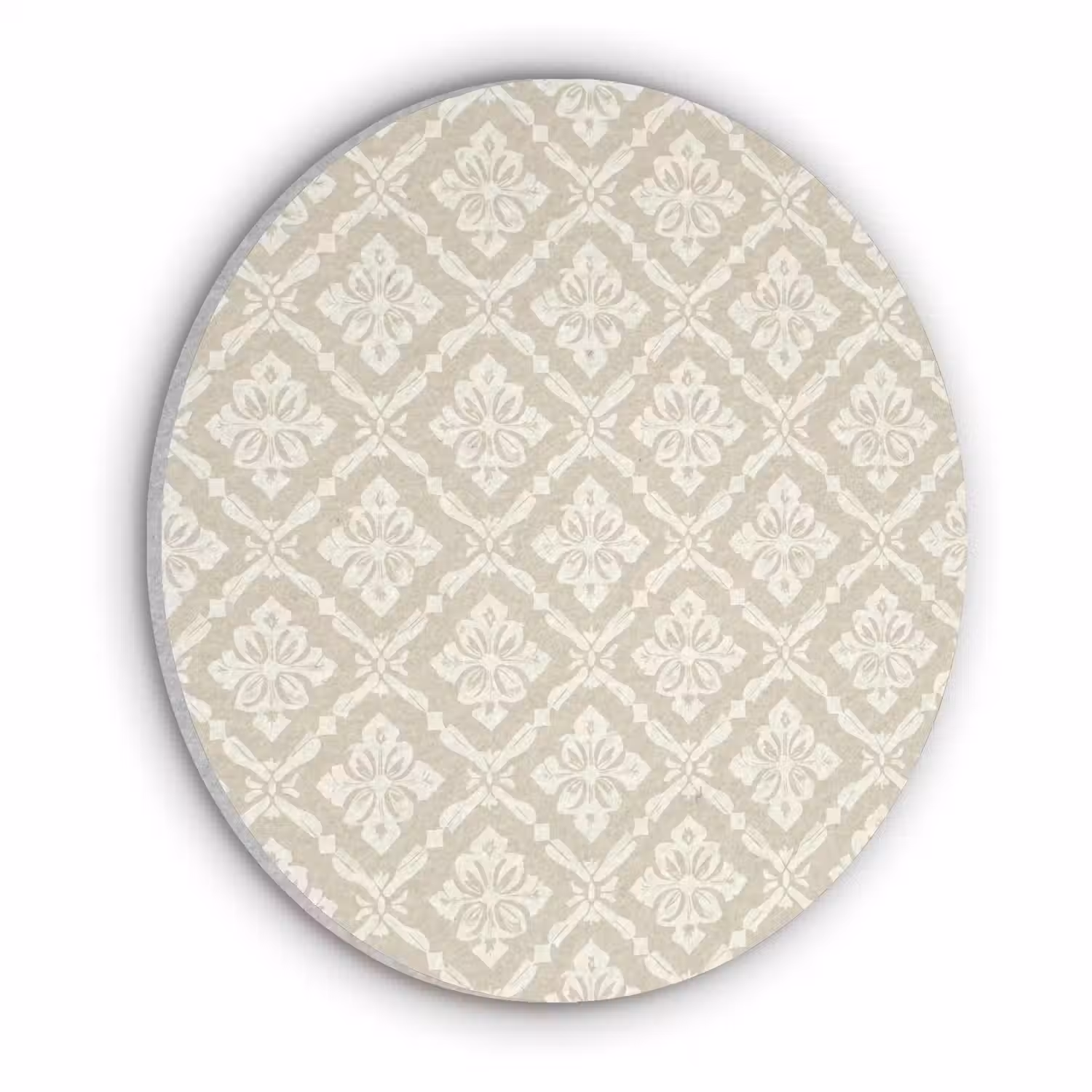 Floraal - Ornament - Beige Akoestische PET Vilt - Rond klein 838 -3d