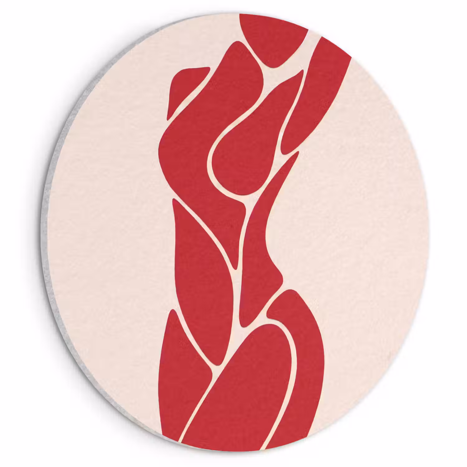 Vrouw - Figuur - Abstract - Modern - Rood Akoestische PET Vilt - Rond klein -3d