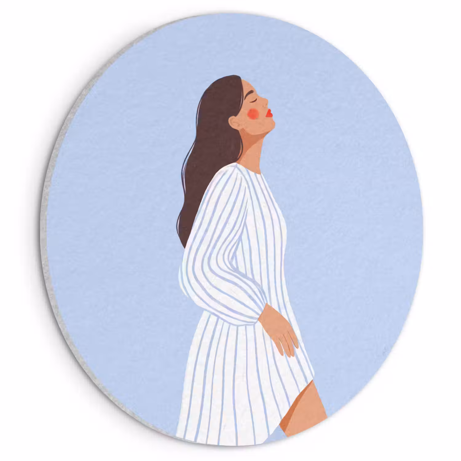 Vrouw - Profiel - Rust - Modern - Illustratie Akoestische PET Vilt - Rond klein -3d