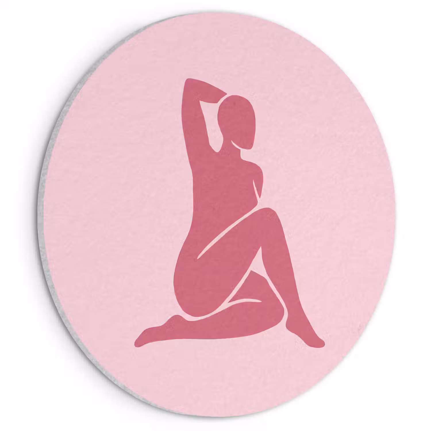 Vrouw - Silhouet - Abstract - Modern - Roze Akoestische PET Vilt - Rond klein -3d