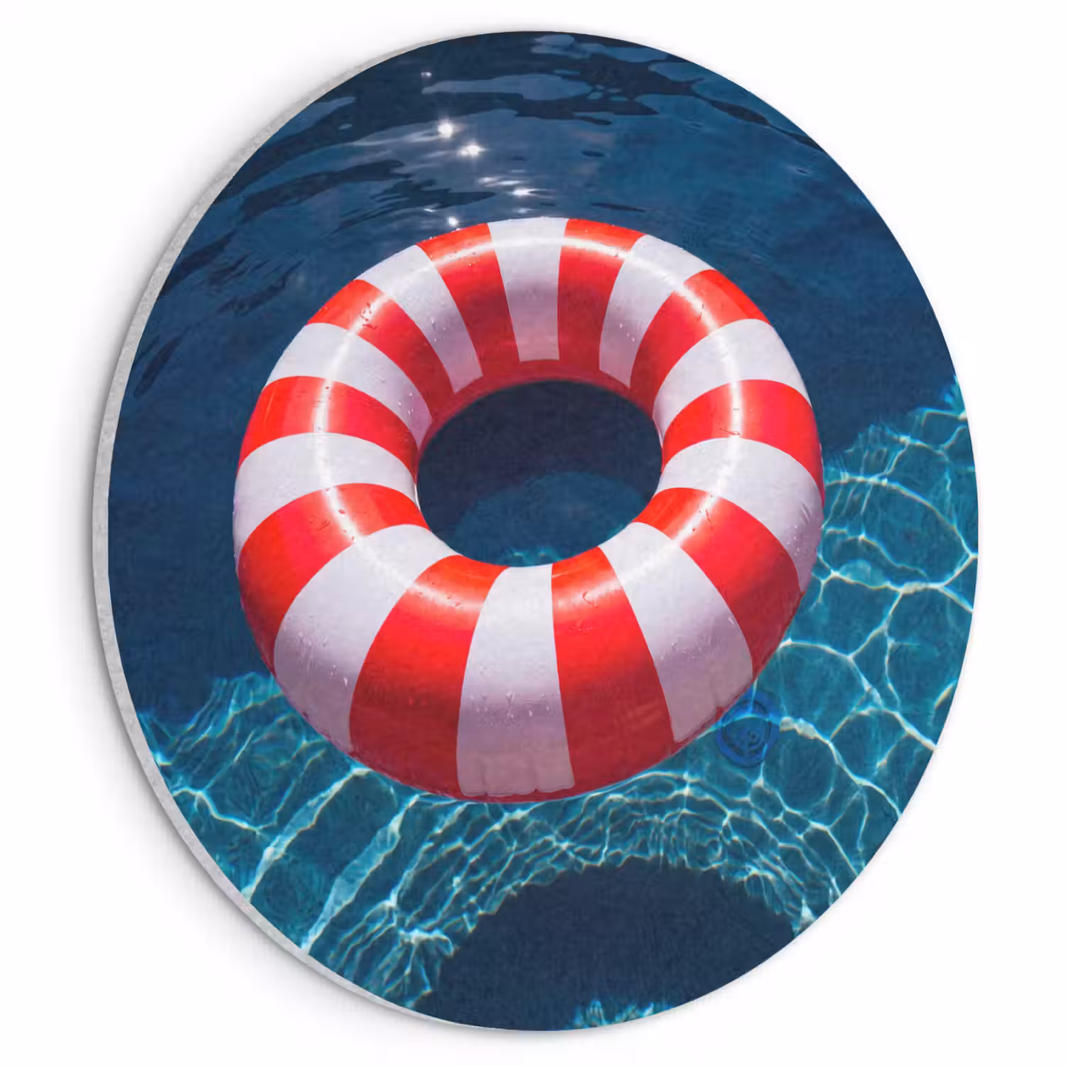 Recreatie - Water - Zomer - Rood - Wit Akoestische PET Vilt - Rond klein -3d