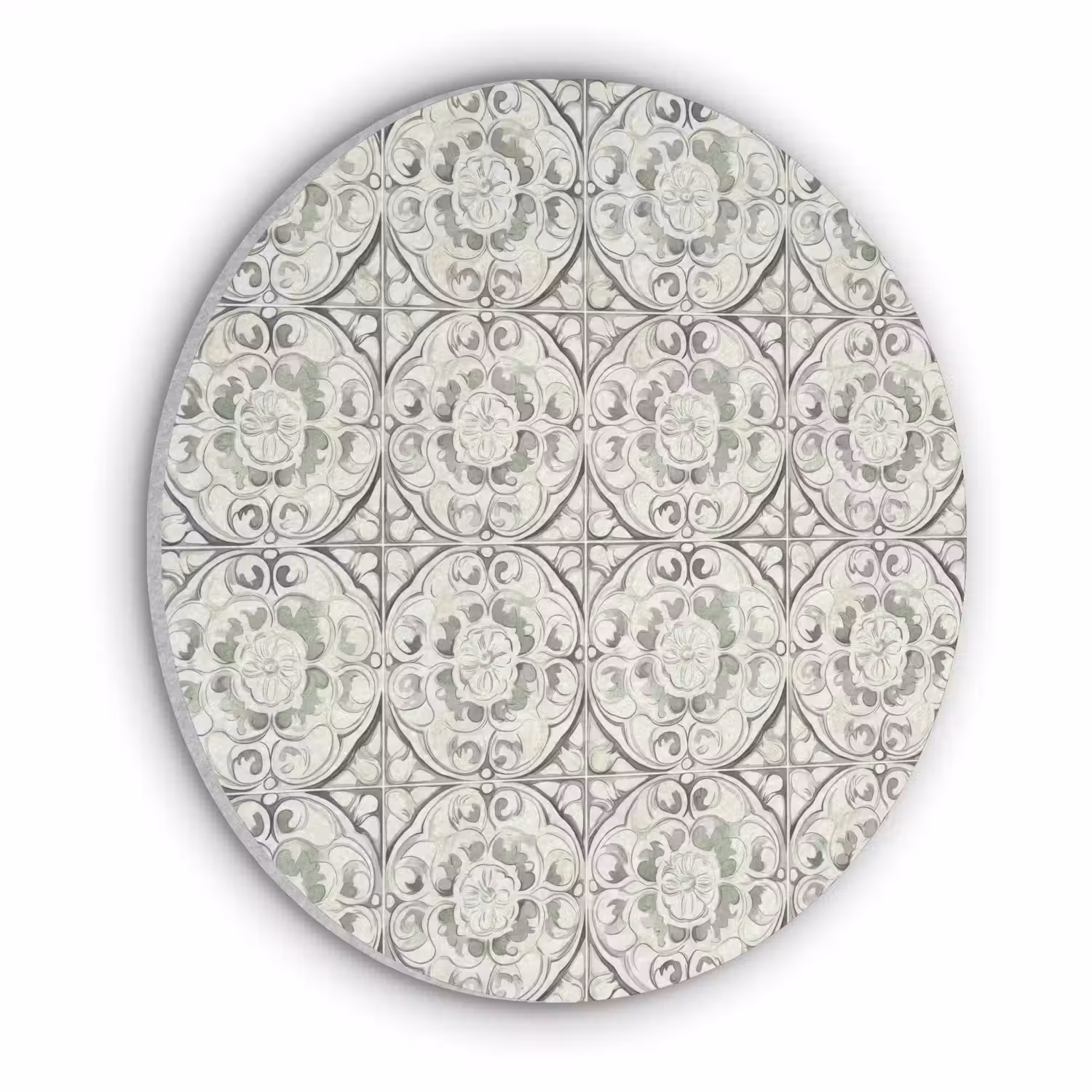 Krulornament - Tegel - Groen Akoestische PET Vilt - Rond klein 838 -3d