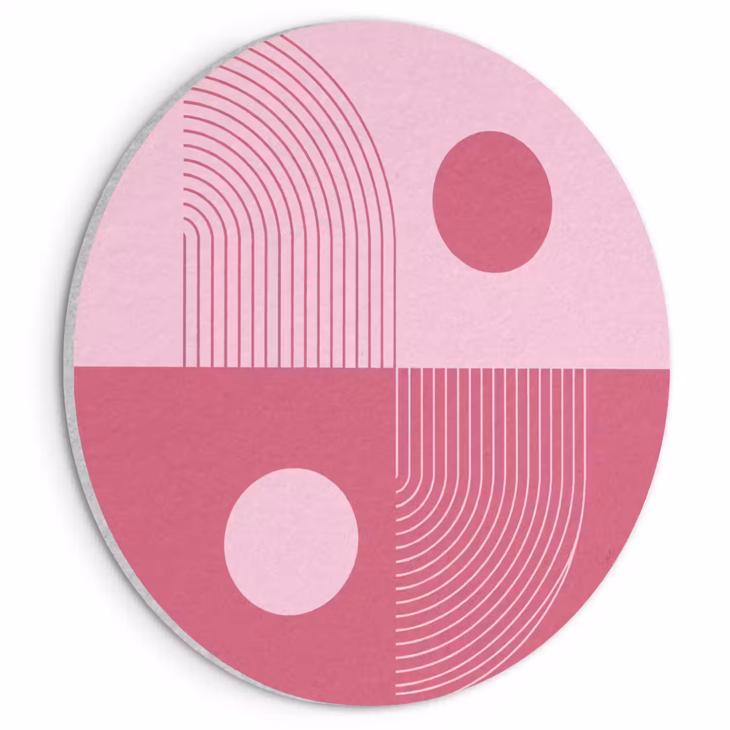 Geometrie - Patroon - Abstract - Roze - Modern Akoestische PET Vilt - Rond klein -3d