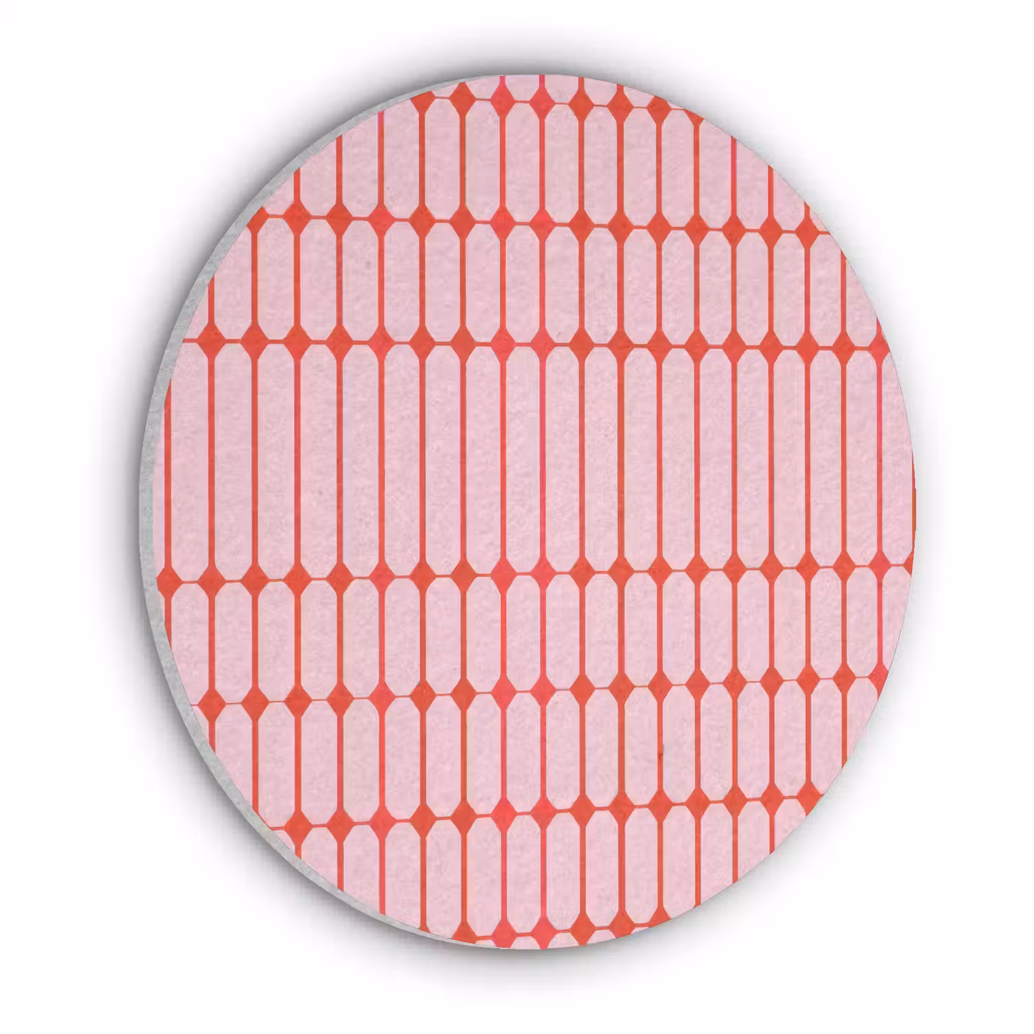 Geometrisch - Minimalistisch - Rood - Roze Akoestische PET Vilt - Rond klein 838 -3d