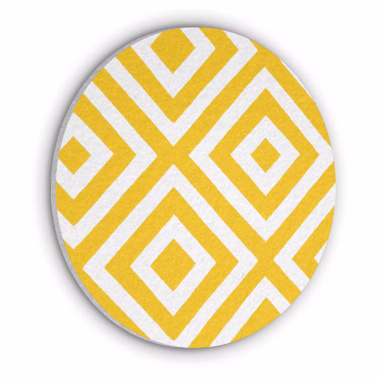 Geometrisch - Lijnen - Modern - Geel - Wit Akoestische PET Vilt - Rond klein 838 -3d