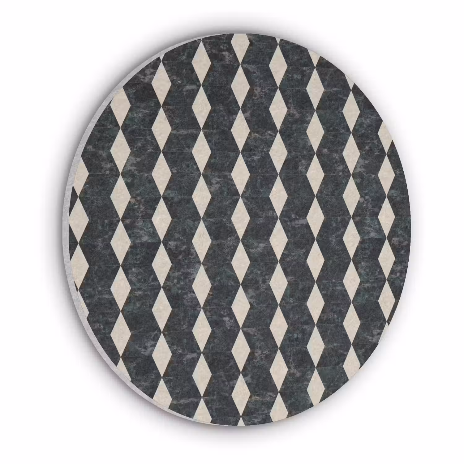 Geometrisch - Patroon - Marmer - Groen Akoestische PET Vilt - Rond klein 838 -3d