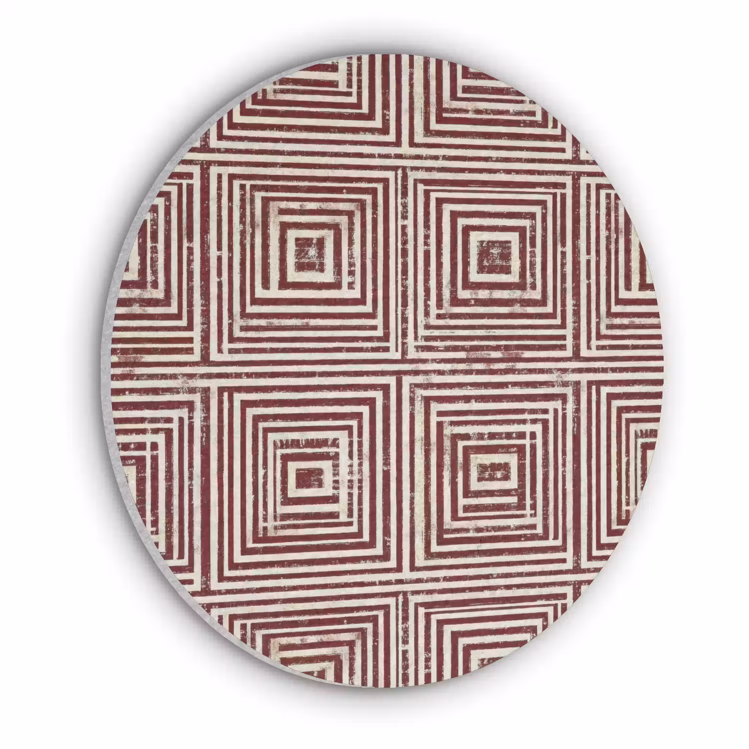 Geometrisch - Patroon - Rood Akoestische PET Vilt - Rond klein 838 -3d