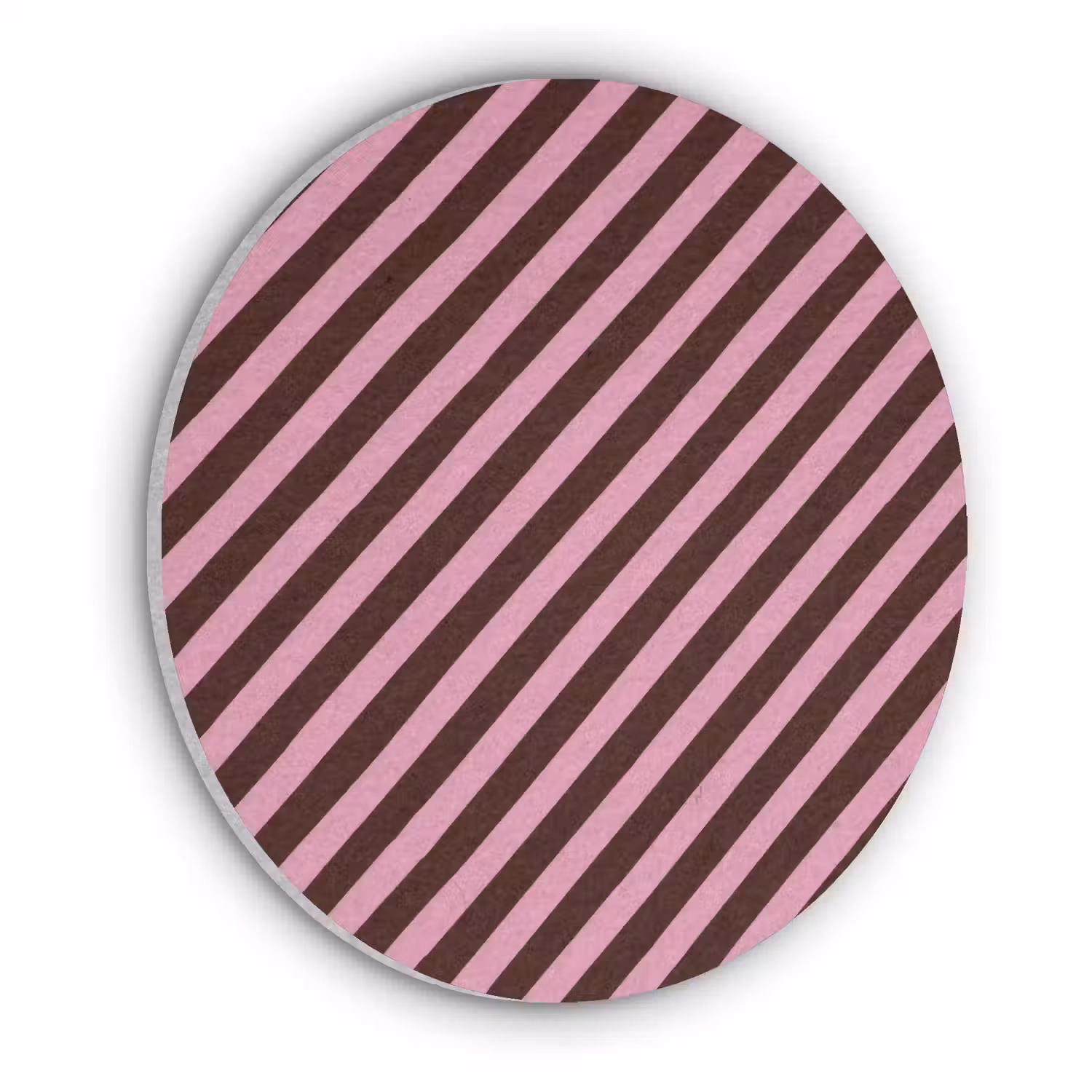 Strepen - Roze - Bruin Akoestische PET Vilt - Rond klein 838 -3d