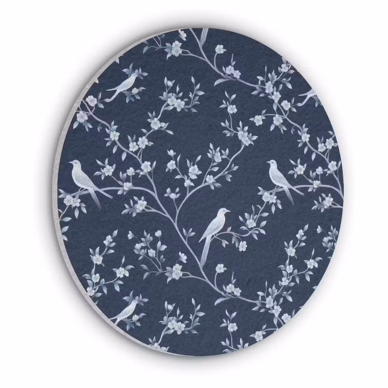 Grafisch - Bloesemtak - Blauw Akoestische PET Vilt - Rond klein 838 -3d