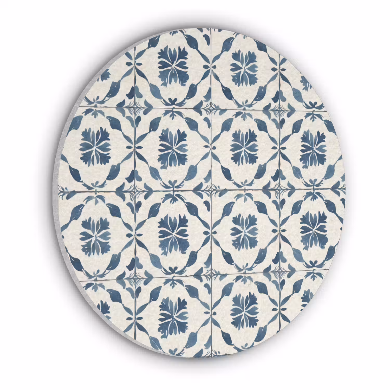 Grafisch - Tegel - Blauw Akoestische PET Vilt - Rond klein 838 -3d