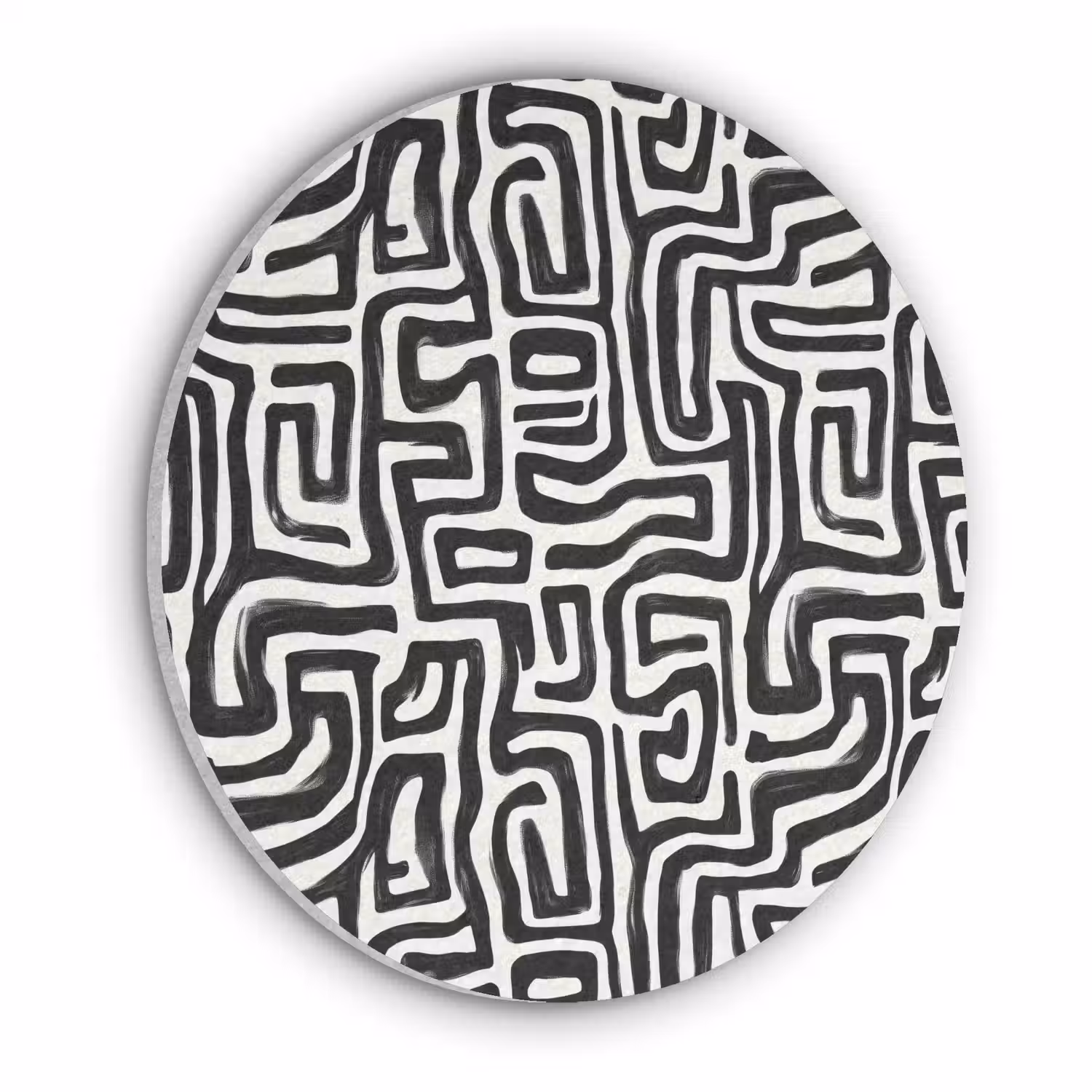 Grafisch - Lijnen - Zwart - Wit Akoestische PET Vilt - Rond klein 838 -3d