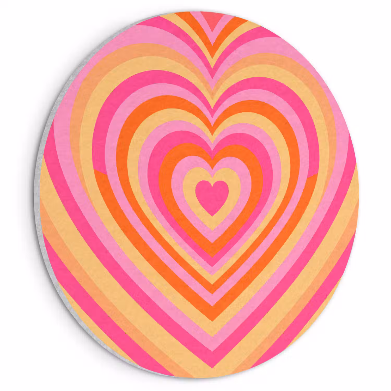 Hart - Concentrisch - Abstract - Liefde - Kleurrijk Akoestische PET Vilt - Rond klein -3d