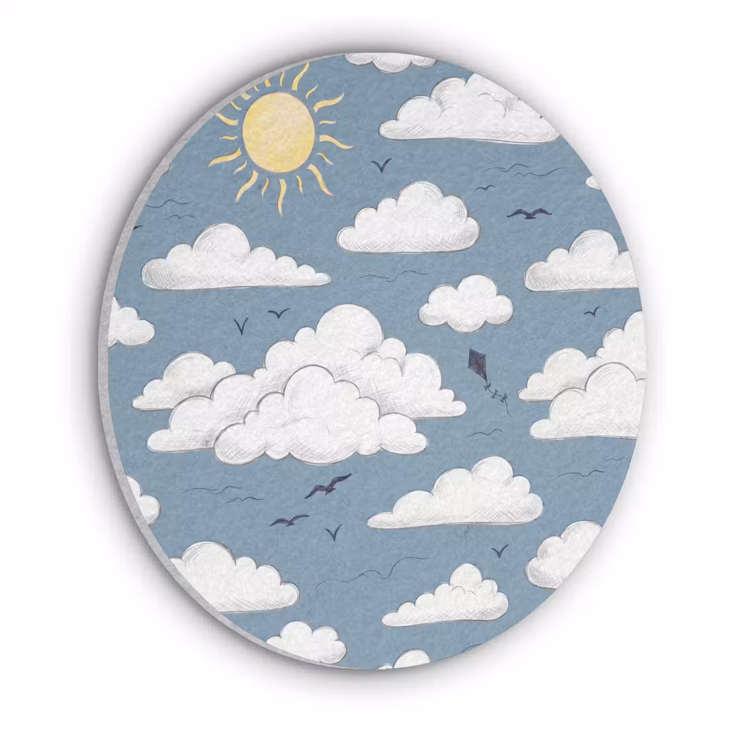 Lucht - Zon - Wolken - Natuur - Blauw Akoestische PET Vilt - Rond klein -3d