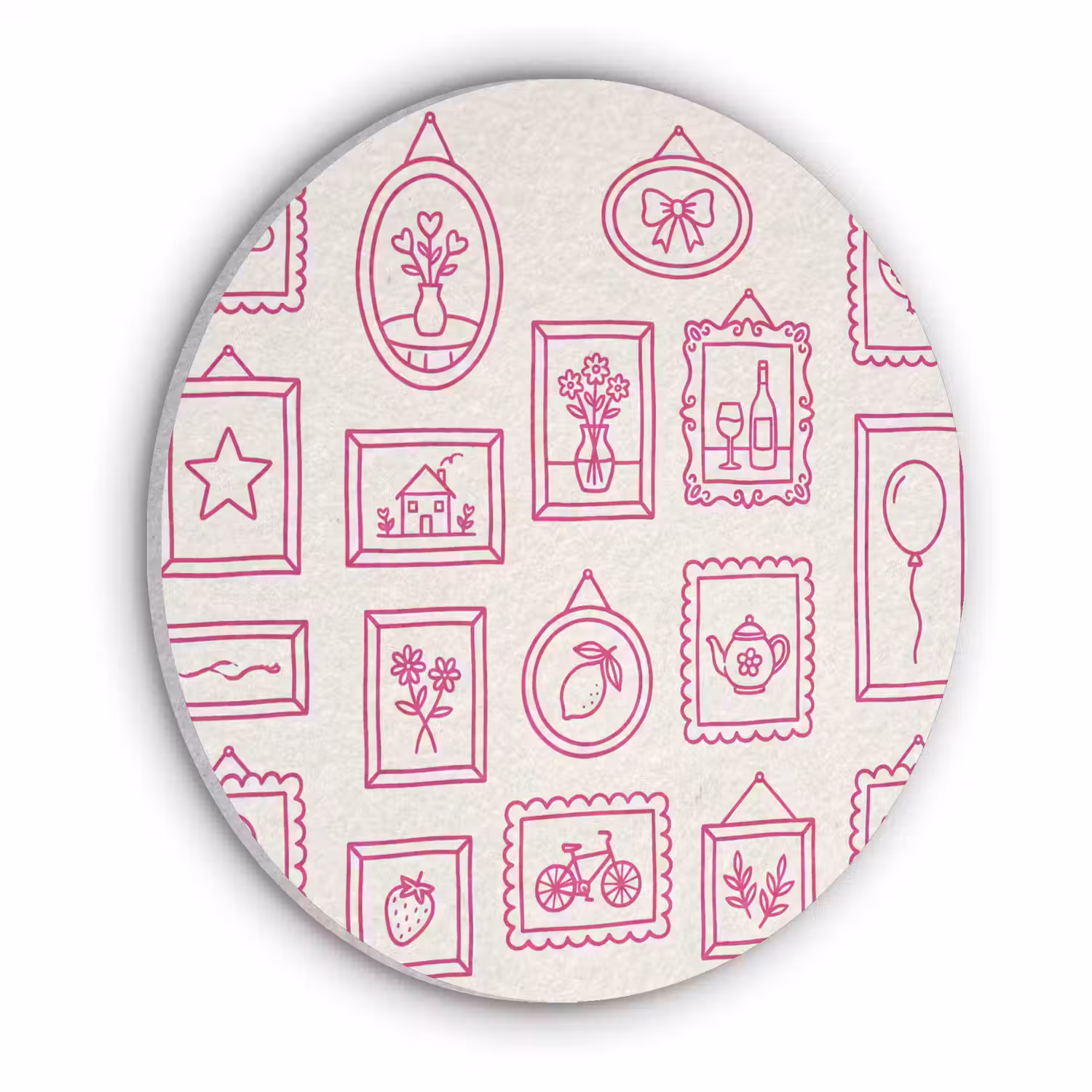 Illustratie - Collectie - Kunst - Minimalistisch - Roze Akoestische PET Vilt - Rond klein -3d
