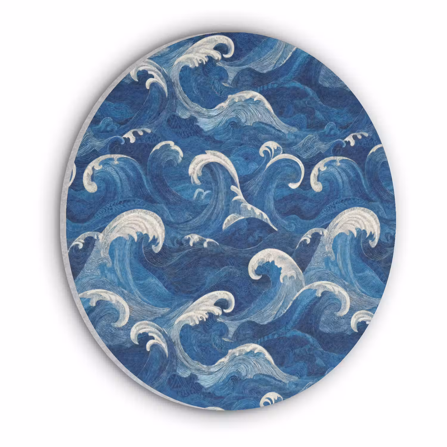Japans - Oceaan - Golven - Blauw Akoestische PET Vilt - Rond klein 838 -3d
