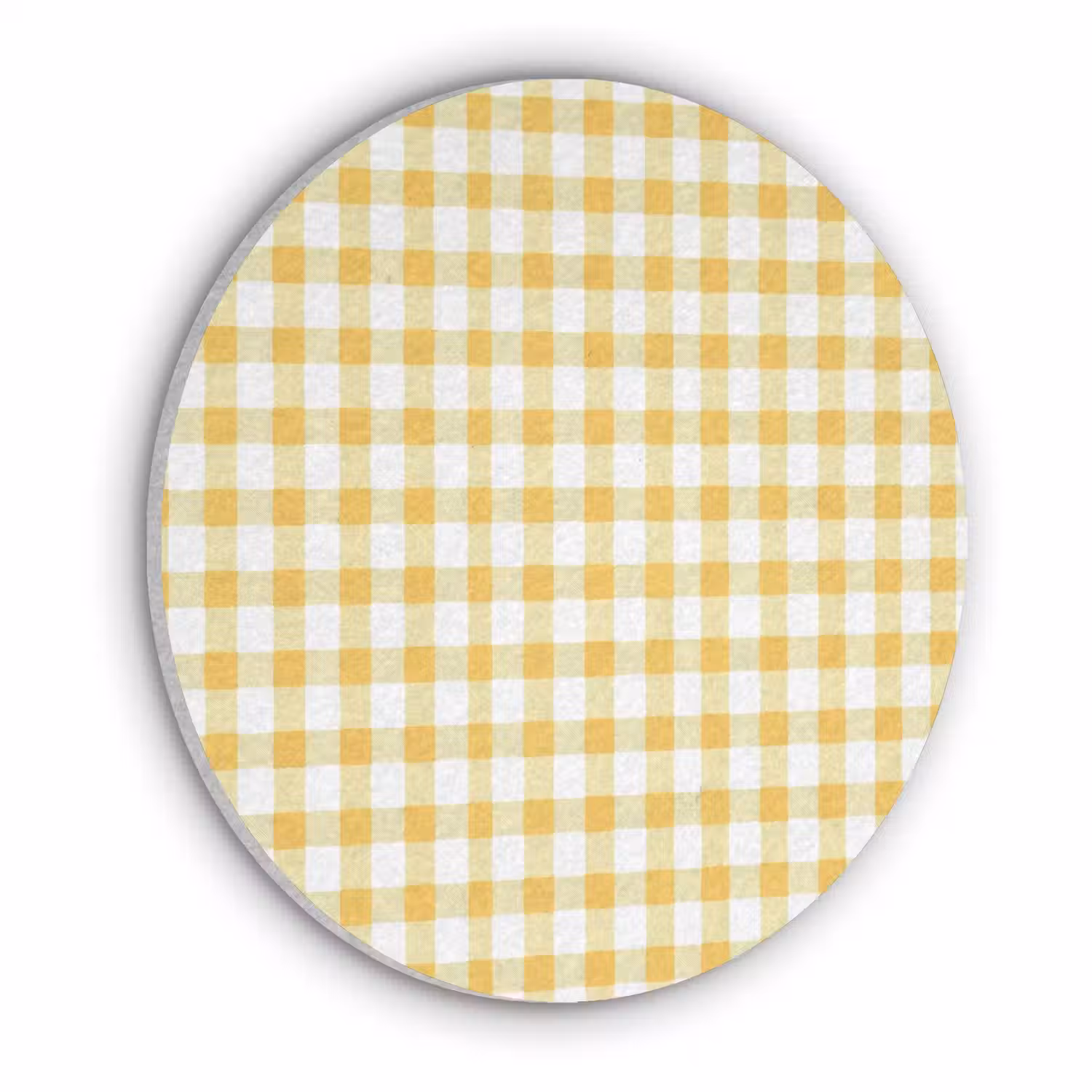 Ruit - Gingham - Klassiek - Geel en Wit Akoestische PET Vilt - Rond klein 838 -3d