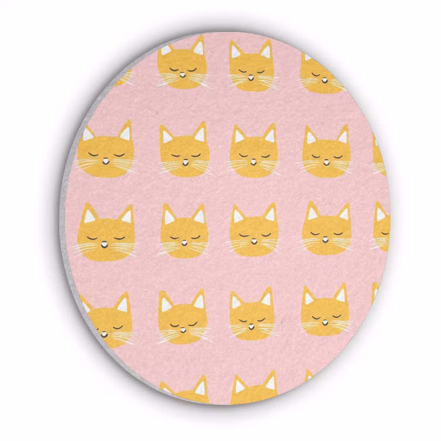 Katten - Patroon - Roze Akoestische PET Vilt - Rond klein 838 -3d