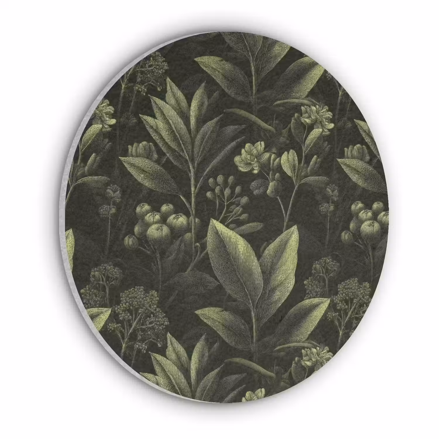 Klassiek - Donker - Botanisch - Planten Akoestische PET Vilt - Rond klein 838 -3d