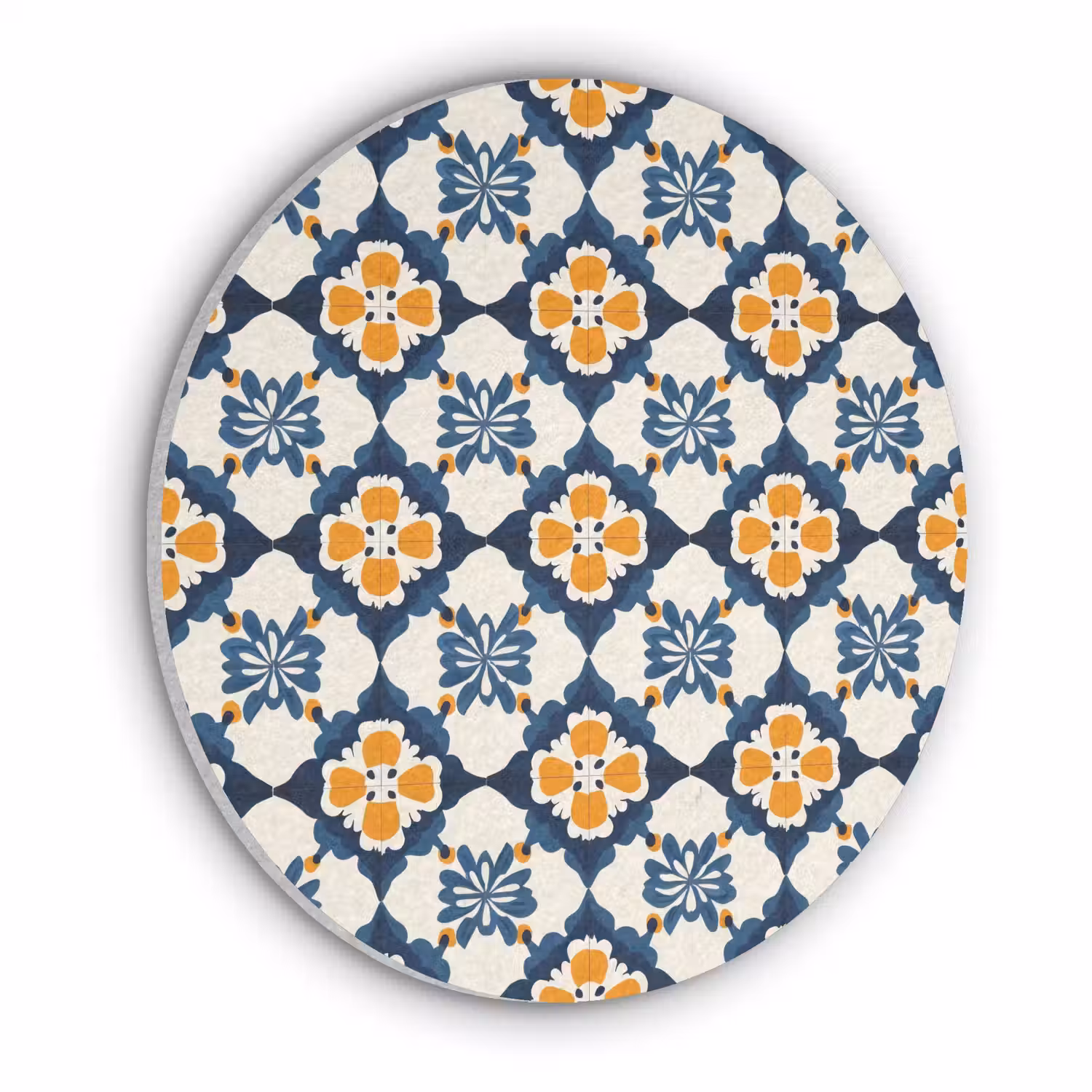 Klassiek - Geometrisch - Blauw Akoestische PET Vilt - Rond klein 838 -3d