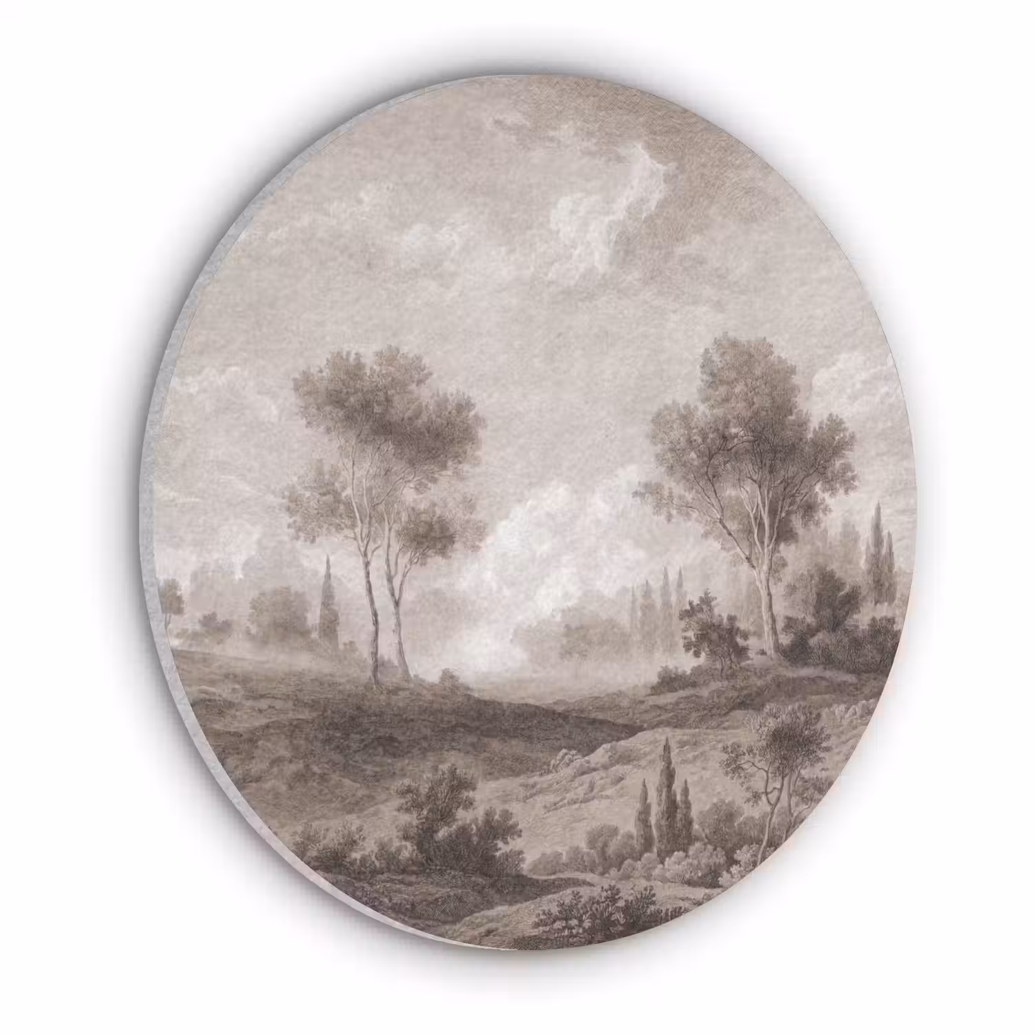 Klassiek - Landschap - Neutraal Akoestische PET Vilt - Rond klein -3d