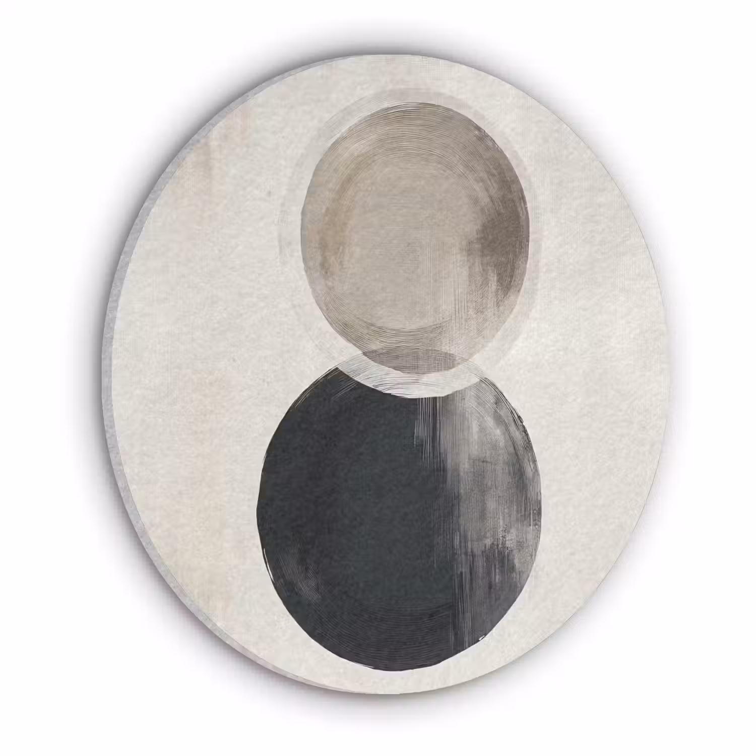 Cirkels - Vorm - Beige - Abstract Akoestische PET Vilt - Rond klein -3d