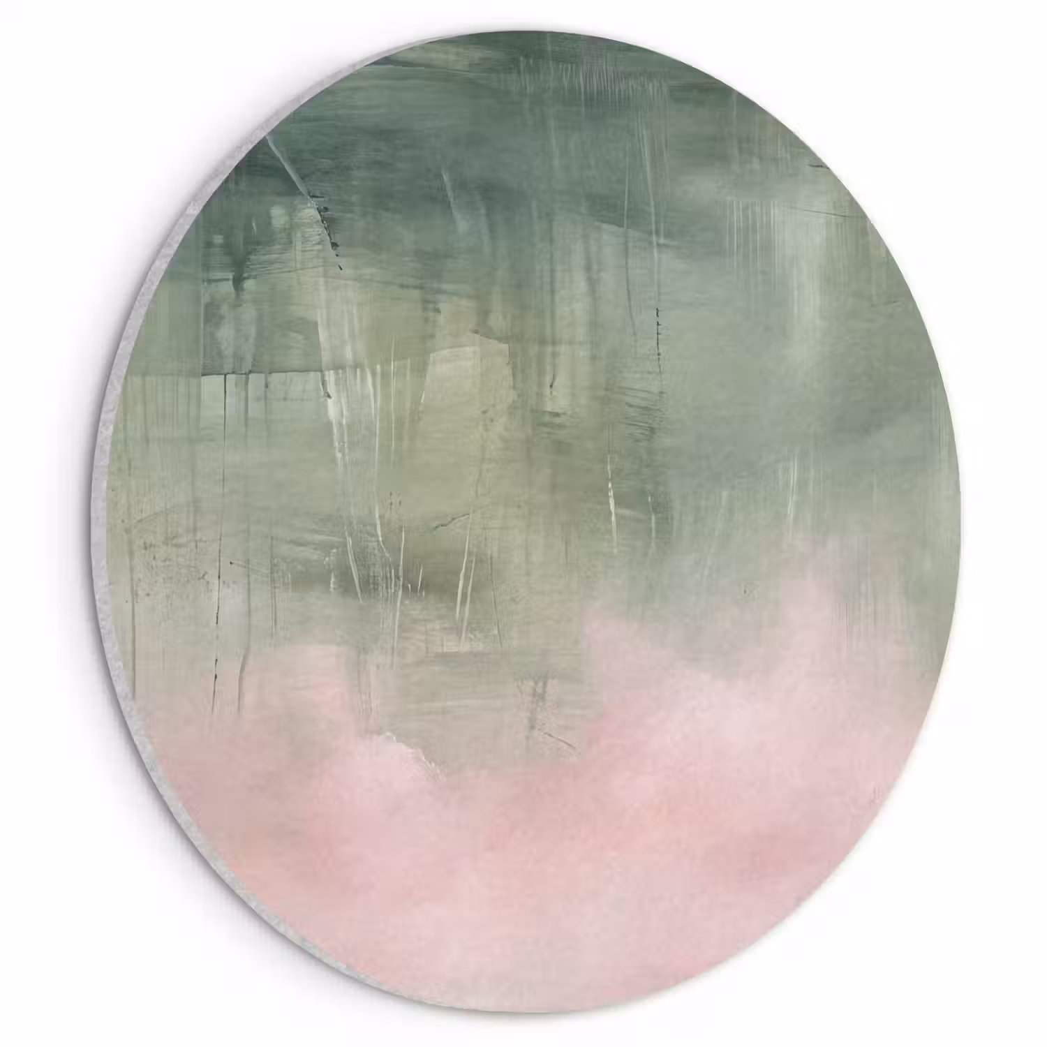 Kunst - Abstract - Modern - Groen - Roze Akoestische PET Vilt - Rond klein -3d