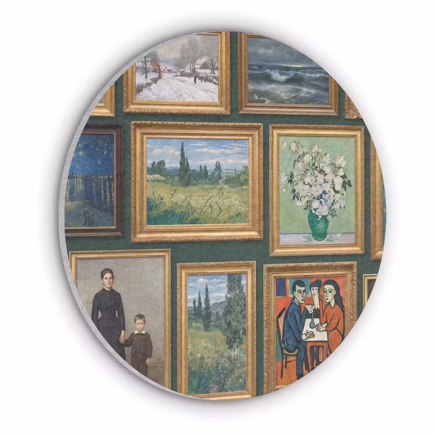 Kunst - Schilderijen - Collectie - Klassiek - Groen Akoestische PET Vilt - Rond klein -3d