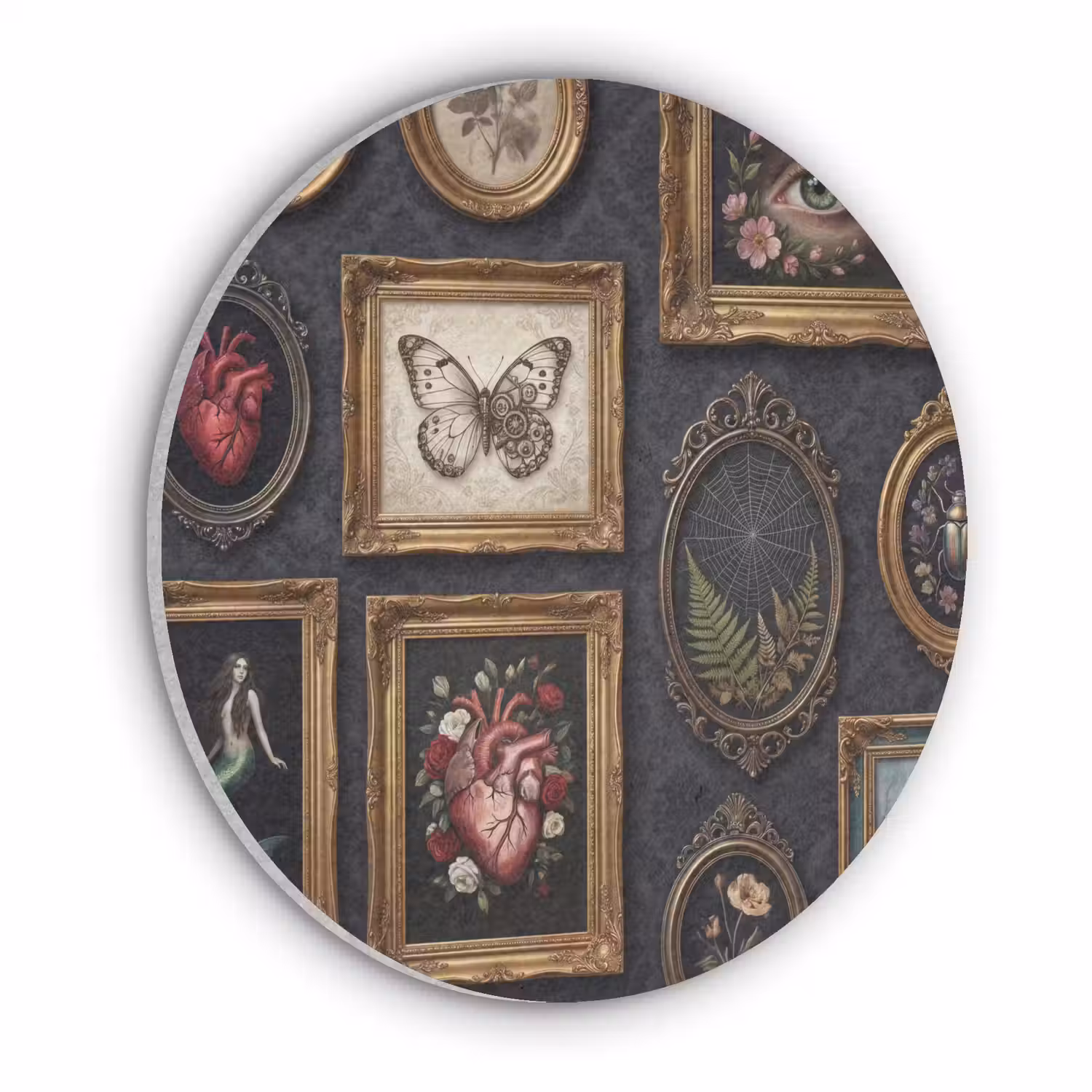 Kunst - Collectie - Vintage - Klassiek - Donker Akoestische PET Vilt - Rond klein -3d