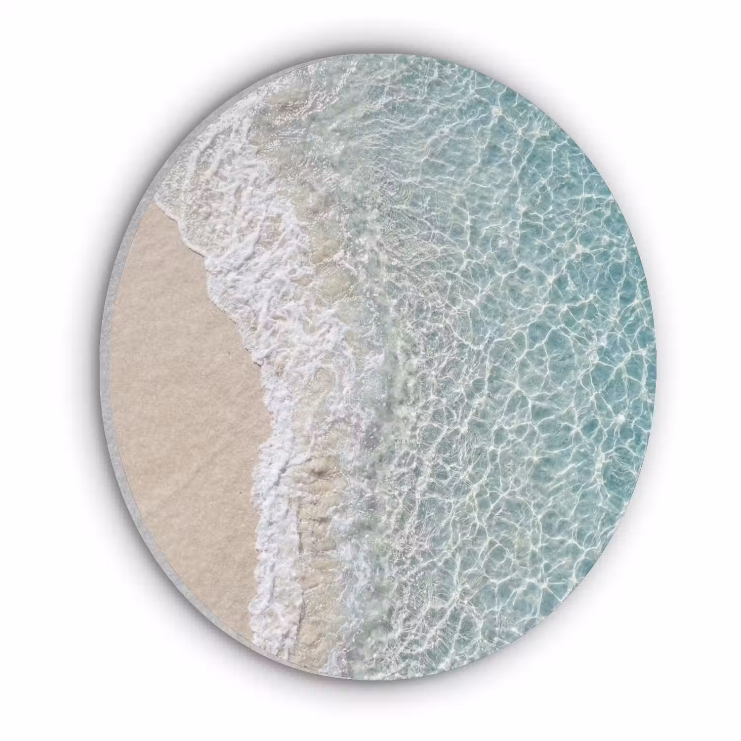 Kust - Zand - Blauw Akoestische PET Vilt - Rond klein -3d